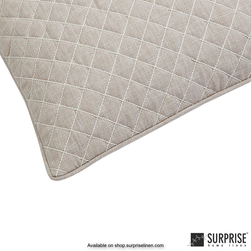 Surprise Home - Rhombus Grid 40 x 40 cms Designer Cushion Cover (Light Beige)