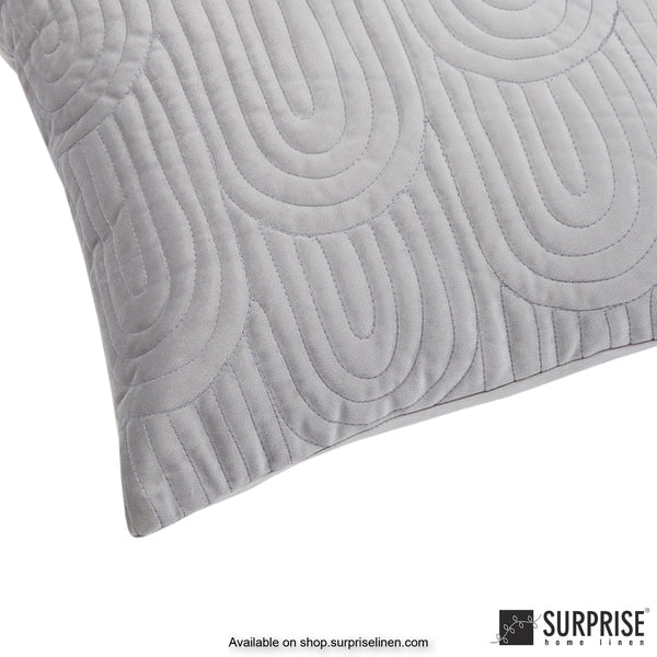 Surprise Home - Velvet Art Deco  40 x 40 cms Designer Cushion Cover (Light Grey)