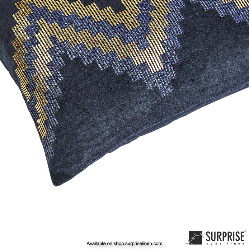 Surprise Home - Velvet Chevron 30 x 50 cms Designer Cushion Cover (Navy Blue)