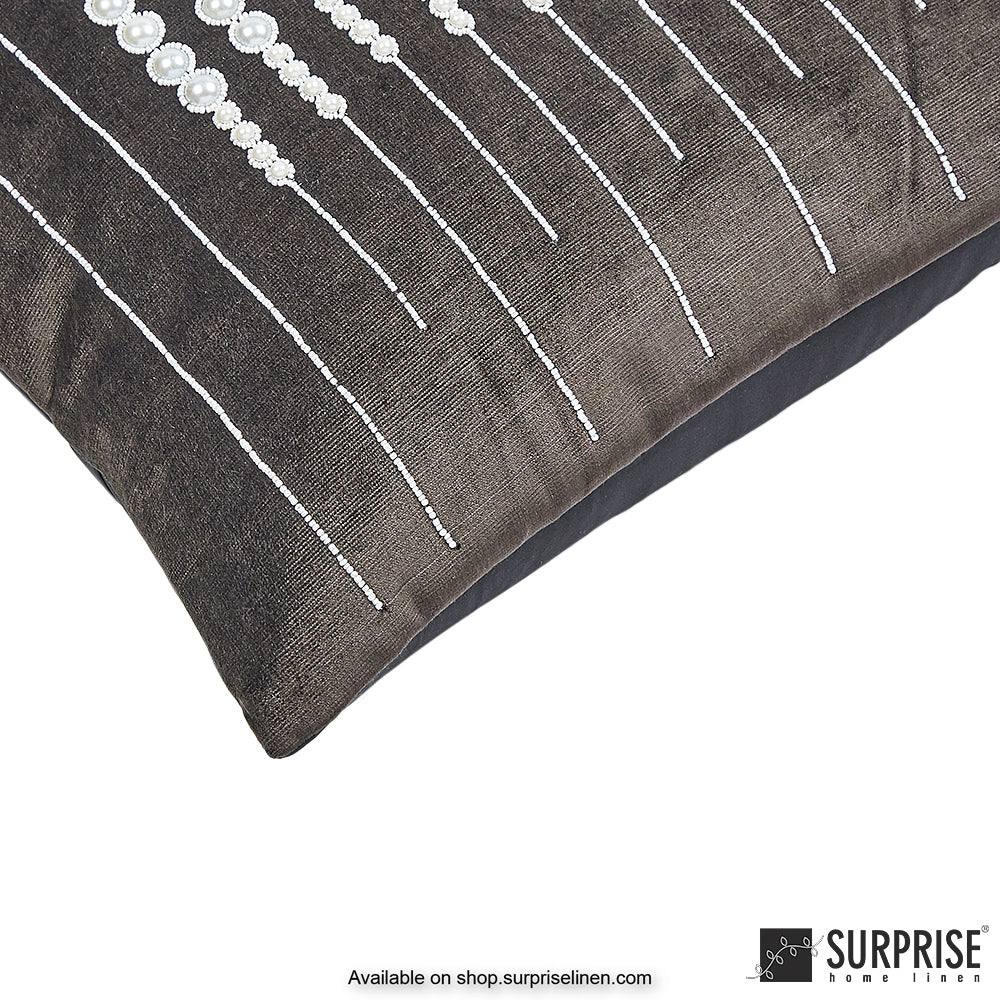 Surprise Home - Pearl Bracelet 40 x 40 cms Designer Cushion Cover (Black)