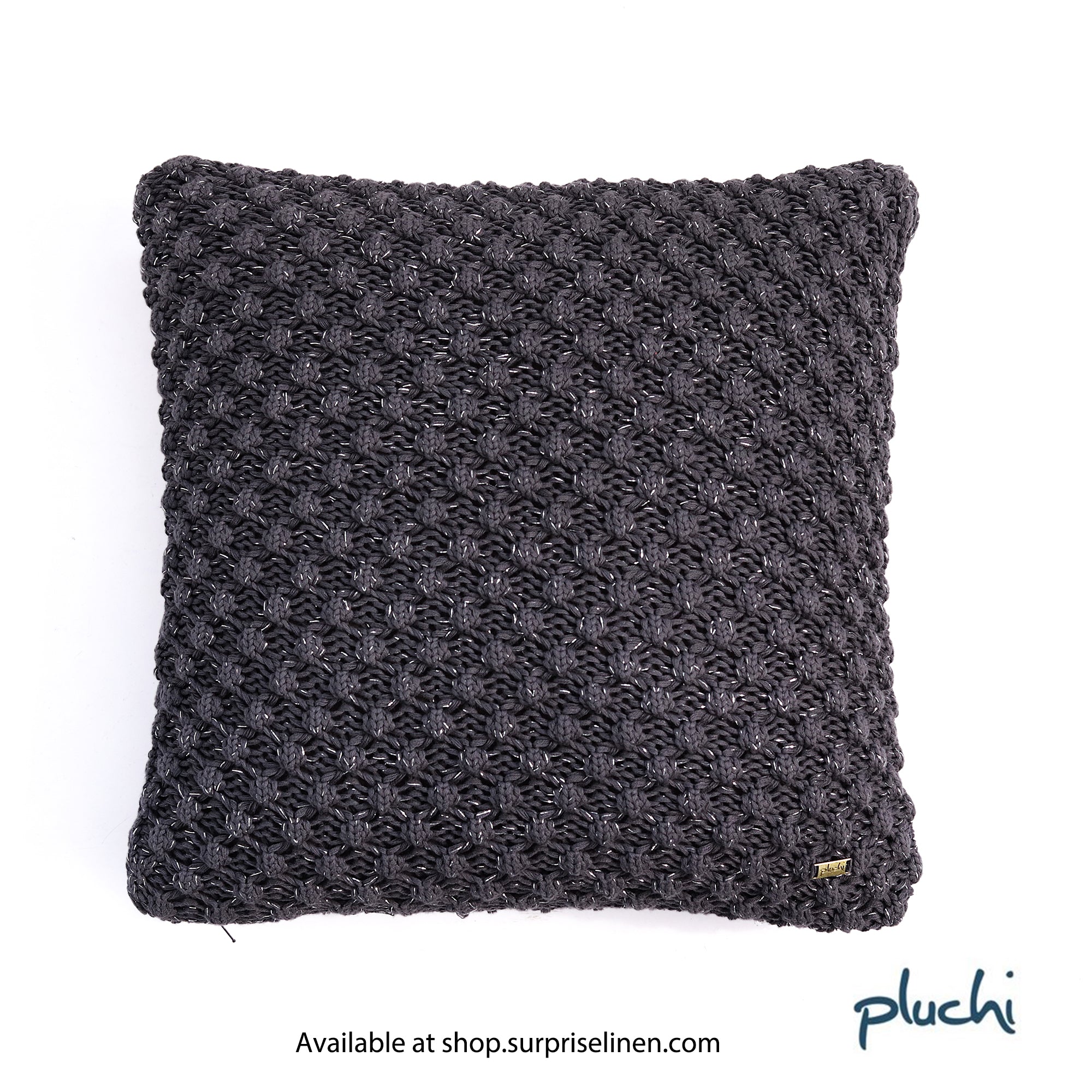 Pluchi - Popcorn Cotton Knitted Cushion Cover (Dark Grey)