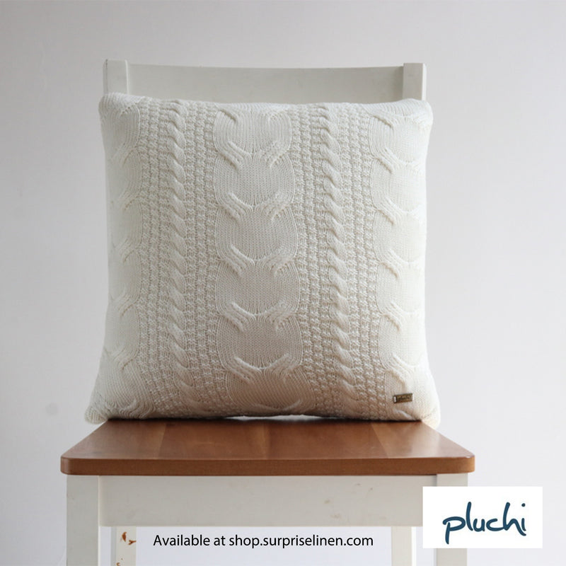 Pluchi - Classical Cotton Knitted Cushion Cover (Ivory)