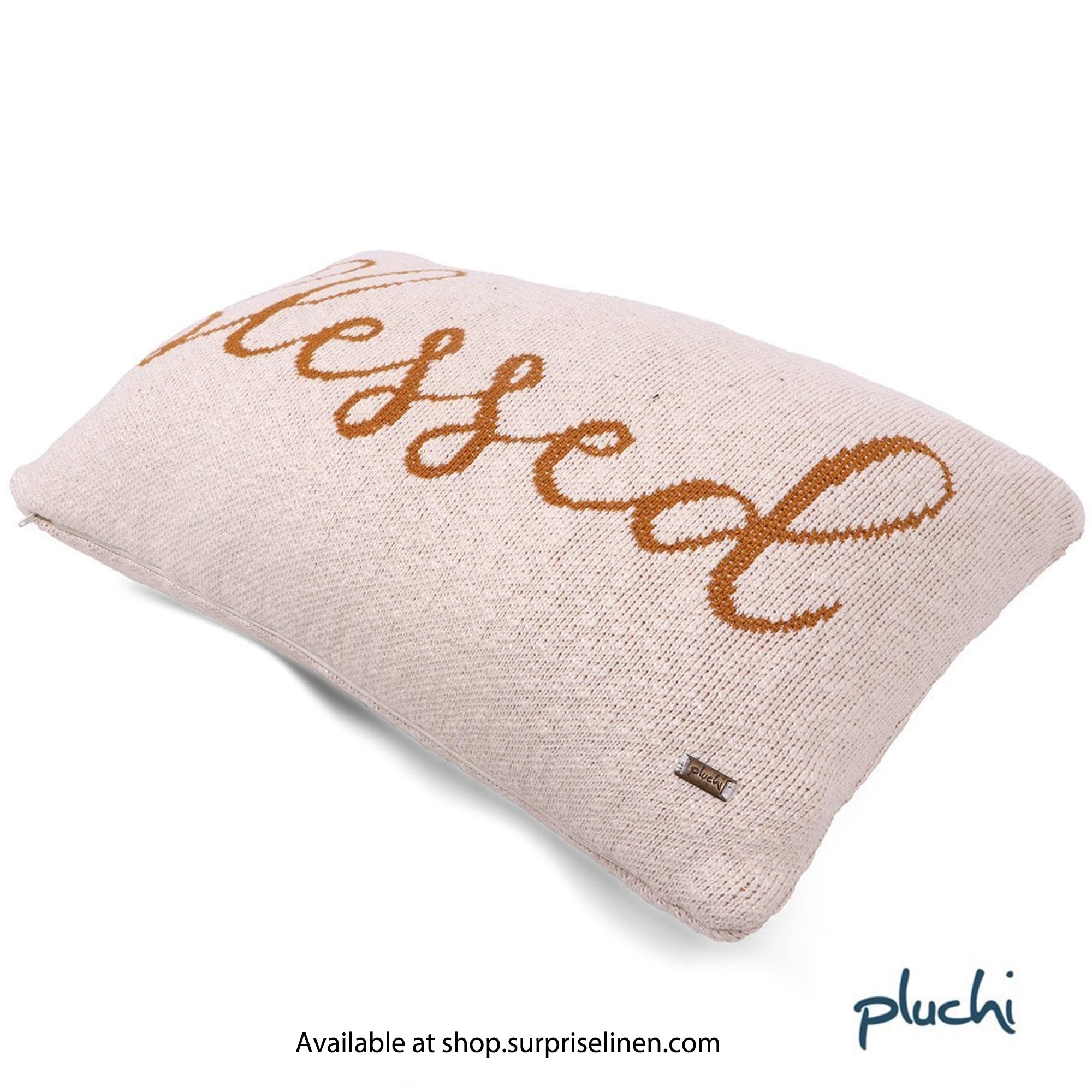 Pluchi - Blessed Cotton Knitted Decorative Cushion Cover (Mustard)