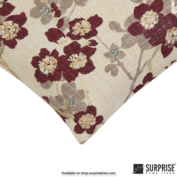 Surprise Home - Flower Foil 40 x 40 cms Designer Cushion Cover (Red)