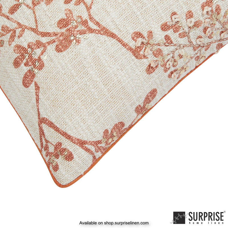 Surprise Home - Luxe Flower 40 x 40 cms Designer Cushion Cover (Orange)