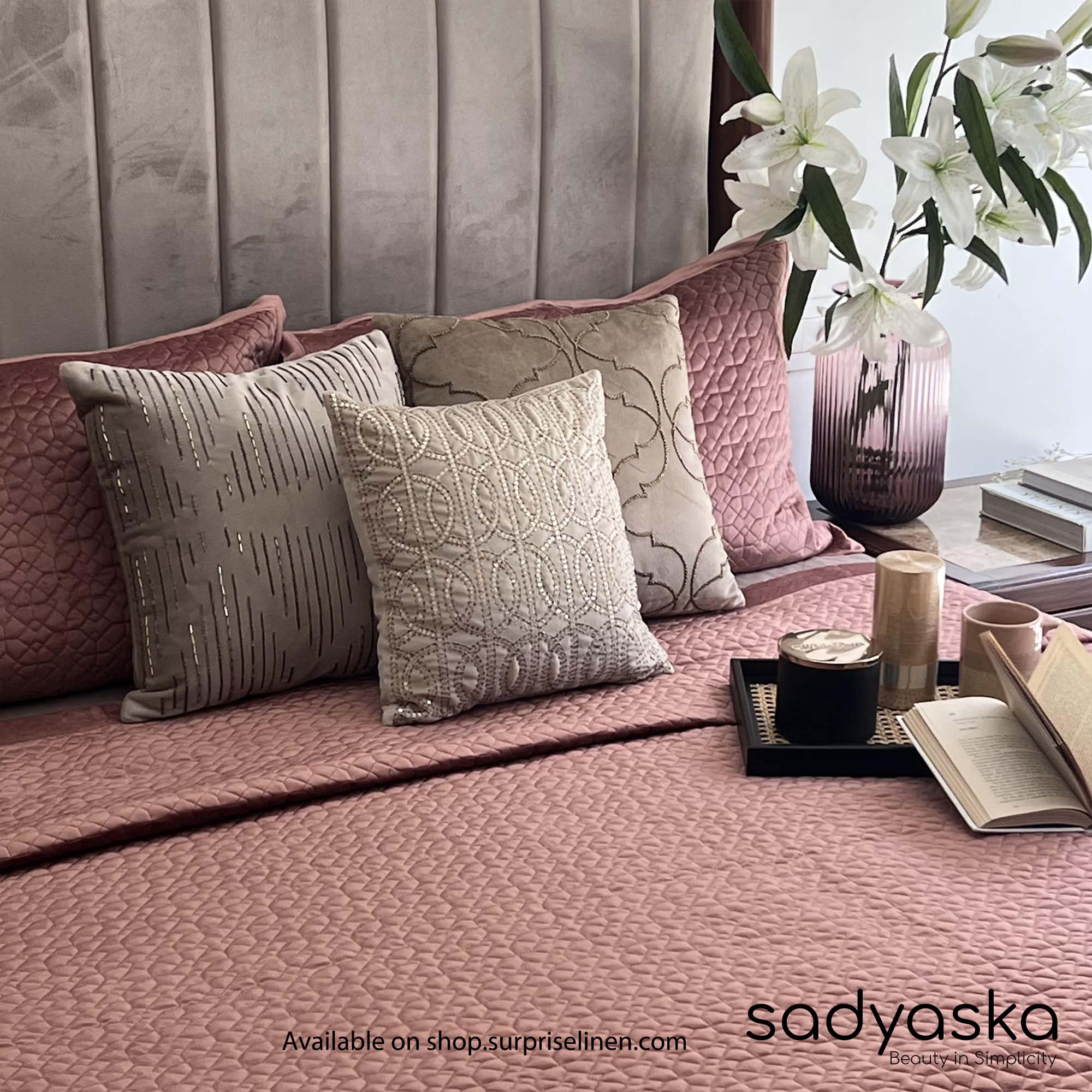 Sadyaska - Velvet Collection Nouveau Bed Cover Set (Blush)