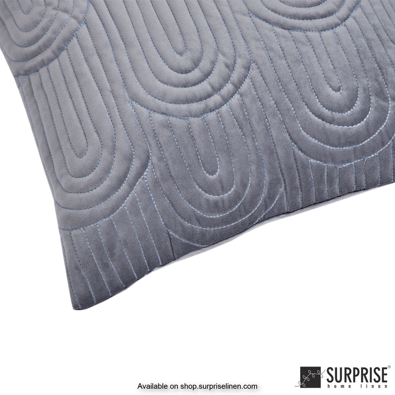 Surprise Home - Velvet Art Deco  60 x 60 cms Designer Cushion Cover (Dark Grey)