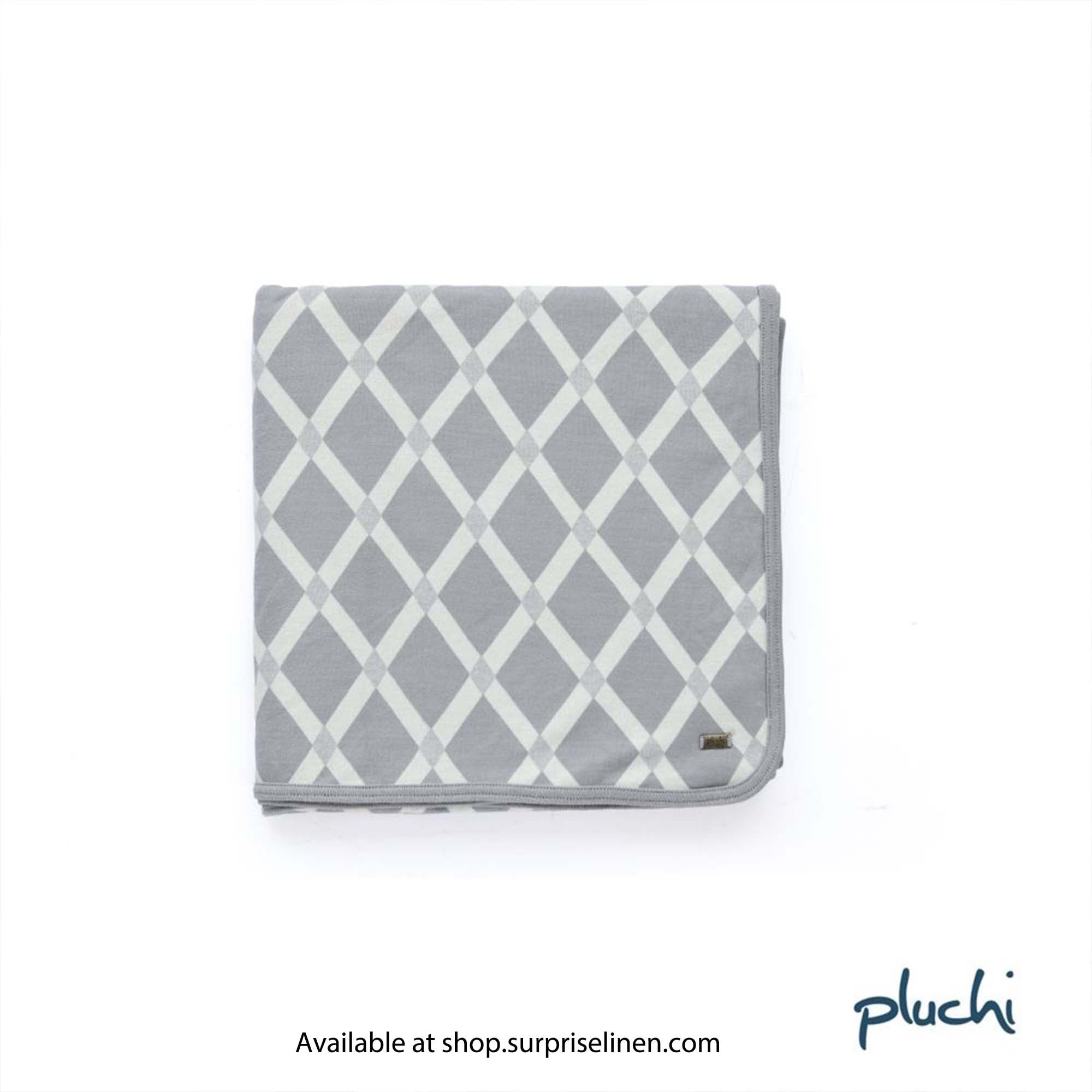 Pluchi - Rhombus Single Cotton Knitted Ac Blanket for Round the Year Use Set of 2 Pcs (Grey)