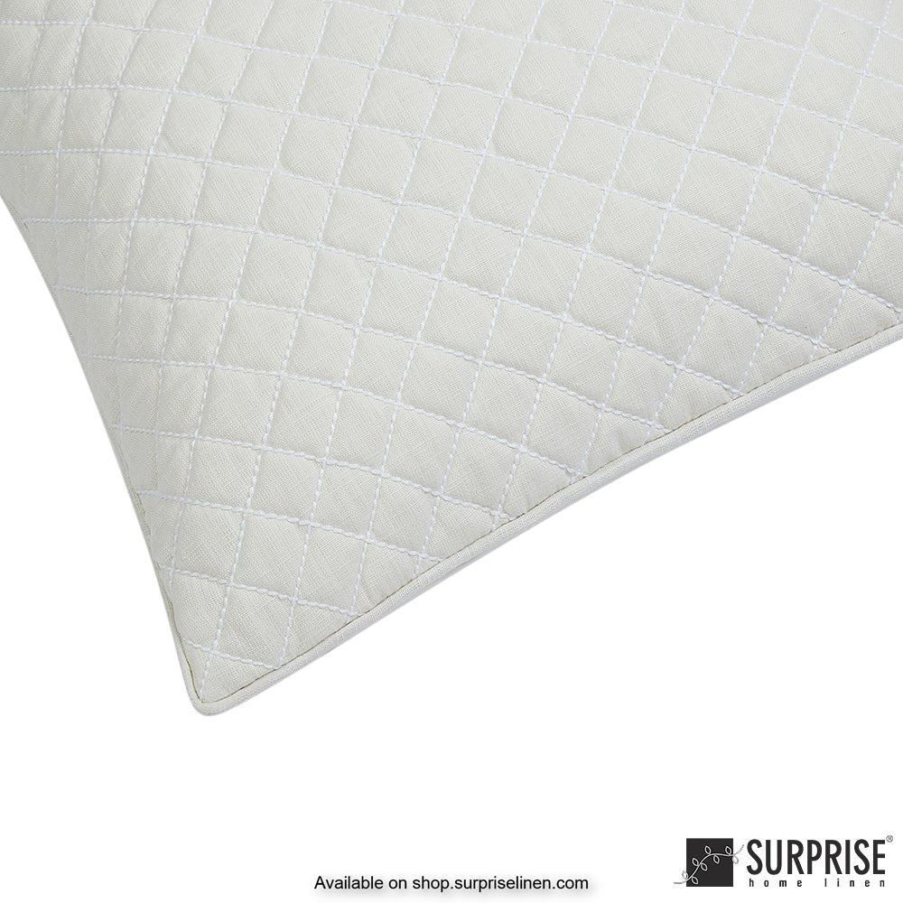 Surprise Home - Rhombus Grid 40 x 40 cms Designer Cushion Cover (Ivory)