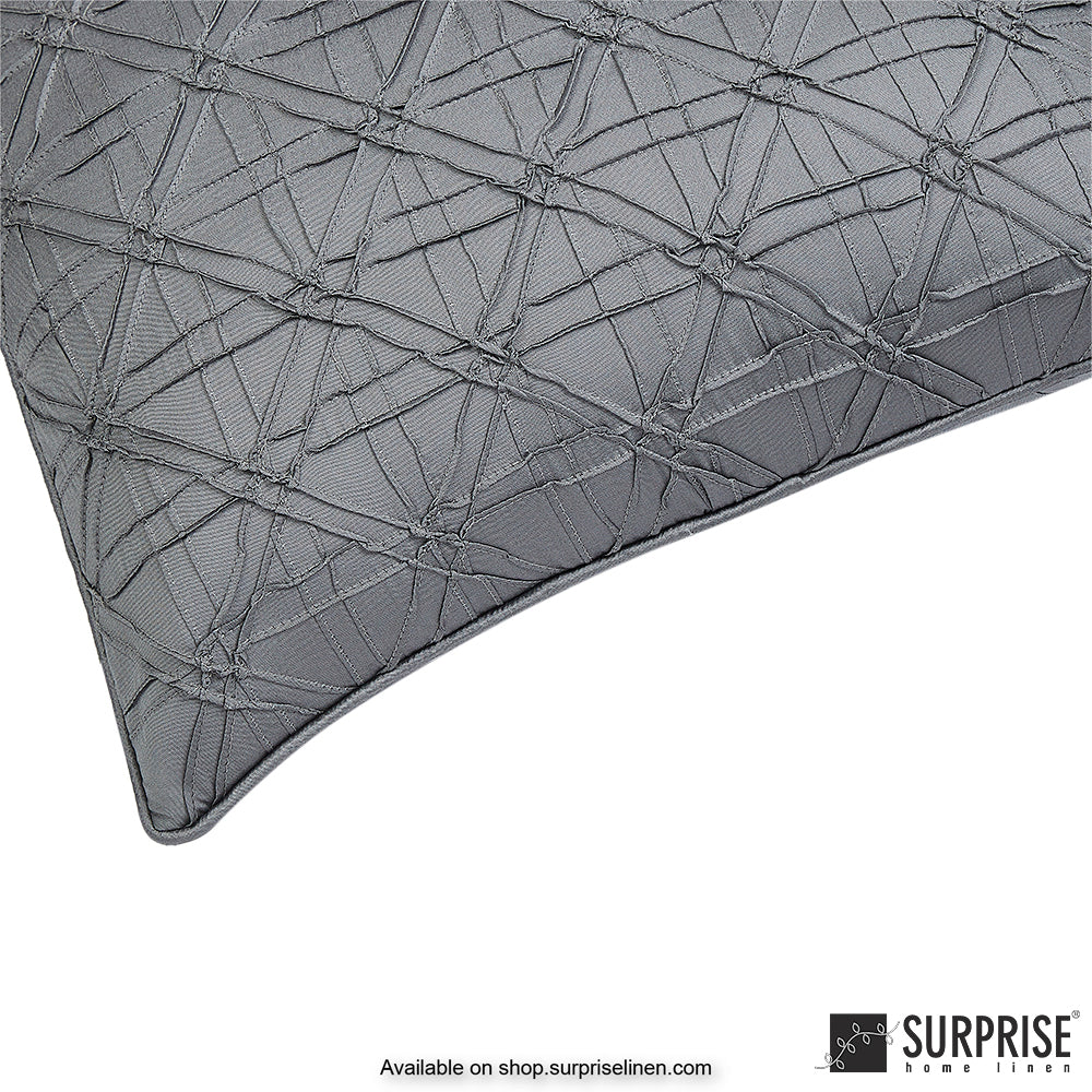 Surprise Home - Geometric Grid 40 x 40 cms Designer Cushion Cover (Dark Grey)