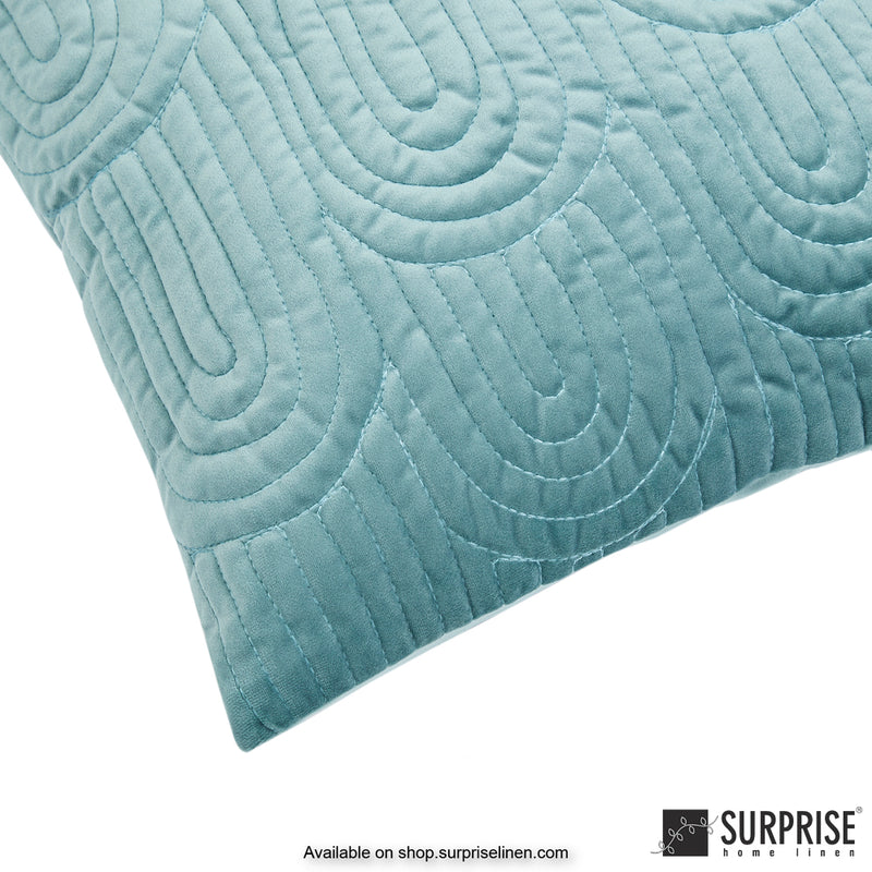 Surprise Home - Velvet Art Deco  40 x 40 cms Designer Cushion Cover (Aqua Blue)