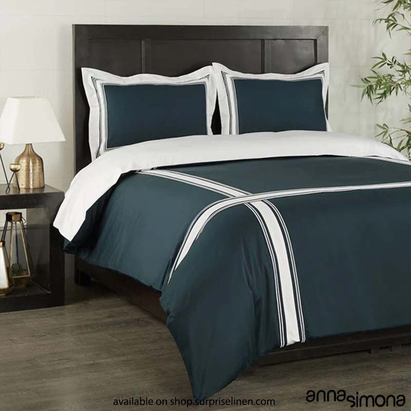 Anna Simona - Paramount 4 Pcs Fine Cotton Satin Duvet Ensemble (Navy Blue)