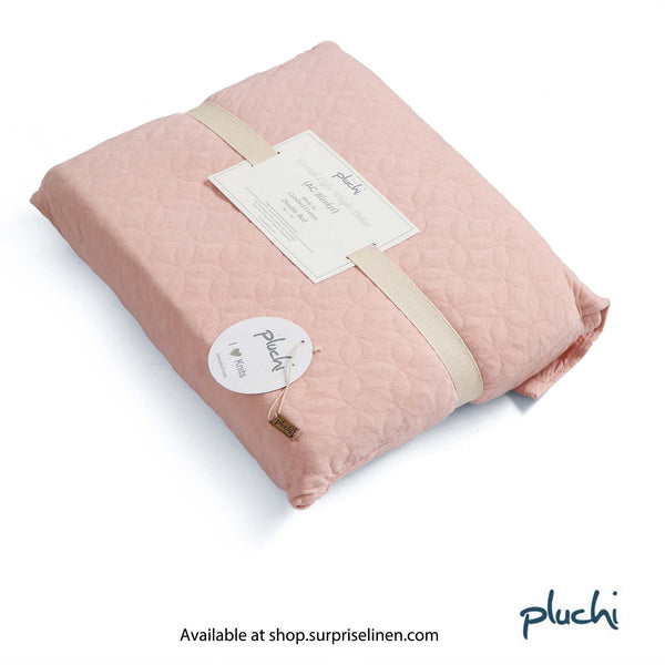 Pluchi - Astral 100% Premium Cotton Knitted Light Weight Quilted Blanket (Pink Pearl)