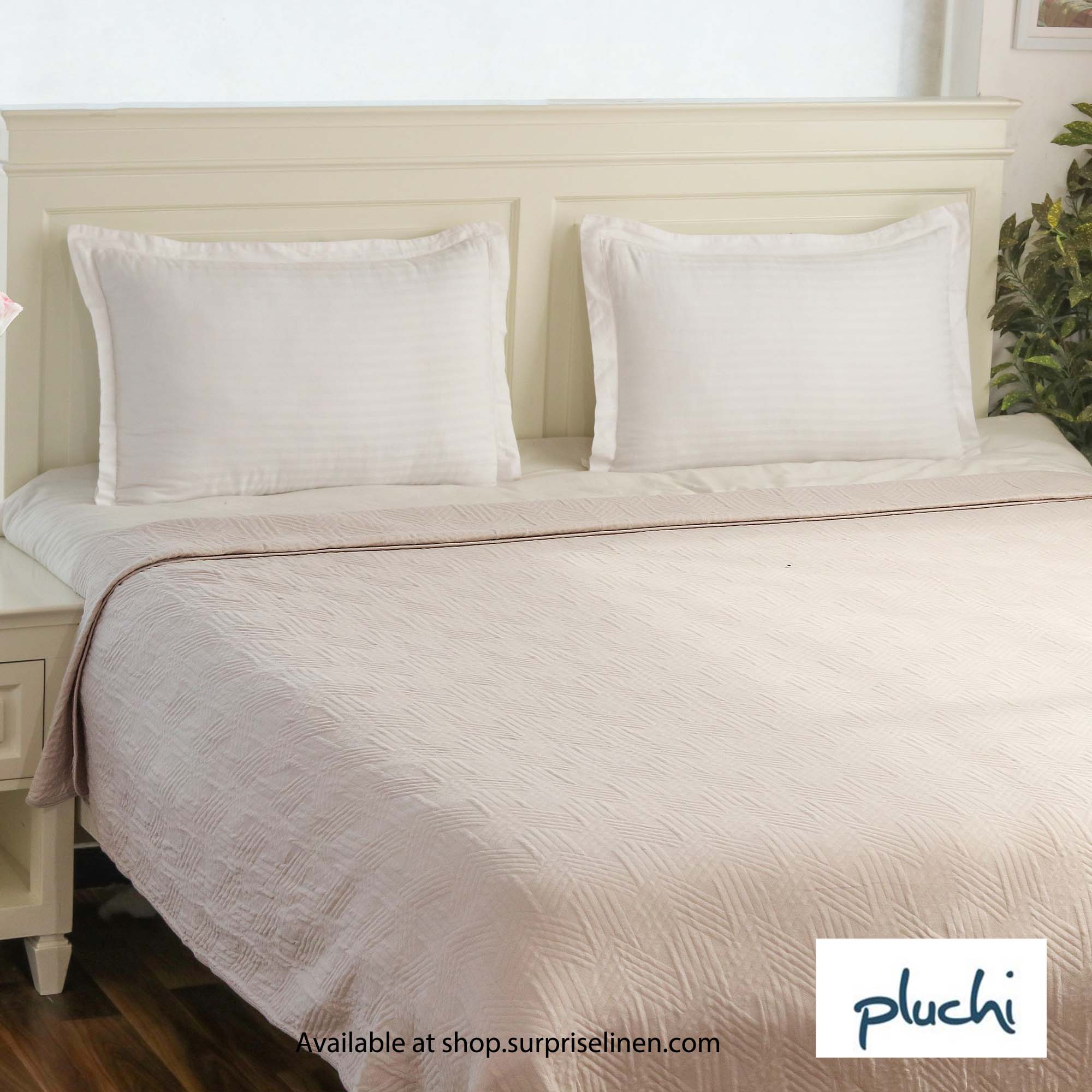 Pluchi - Aysel 100% Premium Cotton Knitted 6 Pcs Bed Cover Set (Pale Whisper)