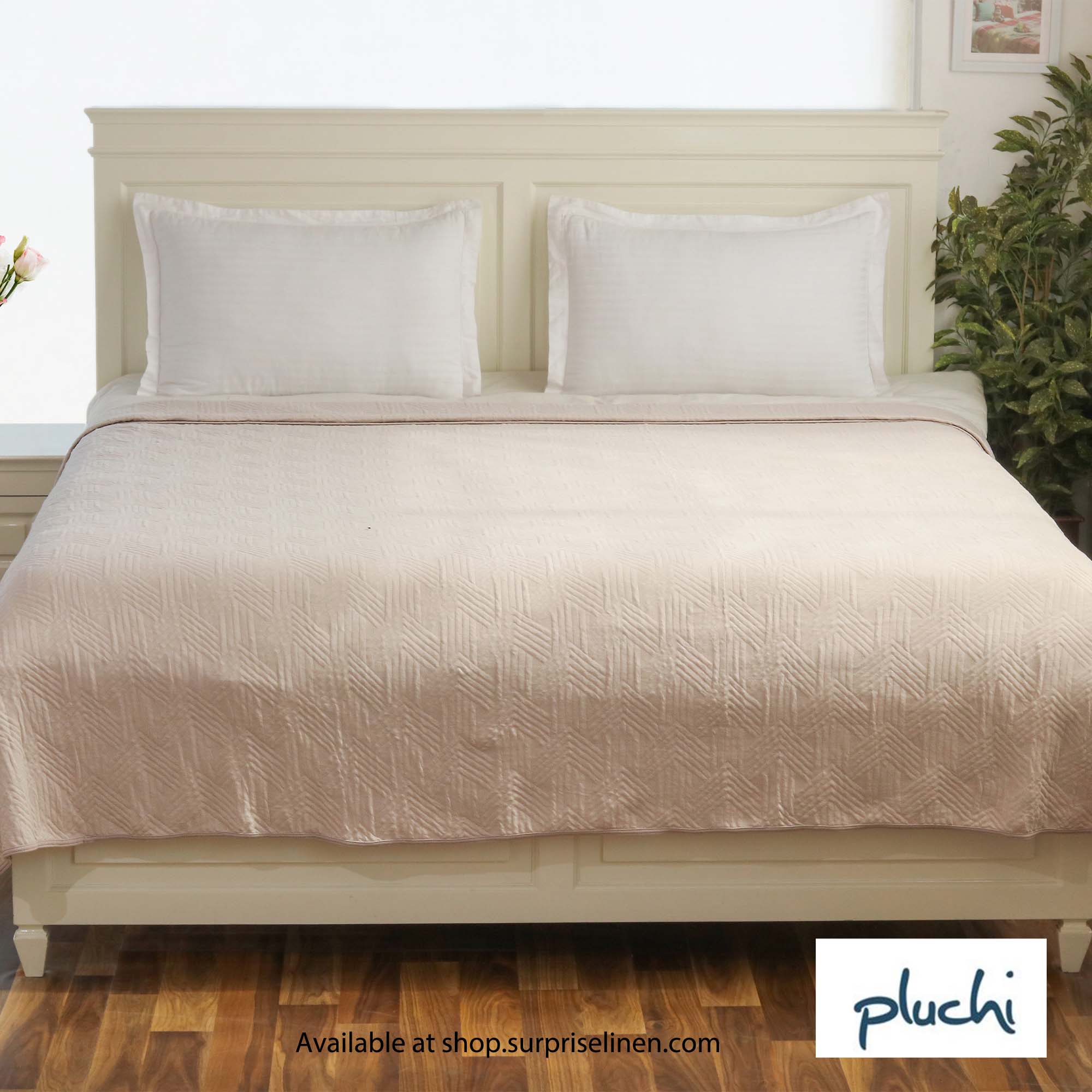 Pluchi - Aysel 100% Premium Cotton Knitted 6 Pcs Bed Cover Set (Pale Whisper)