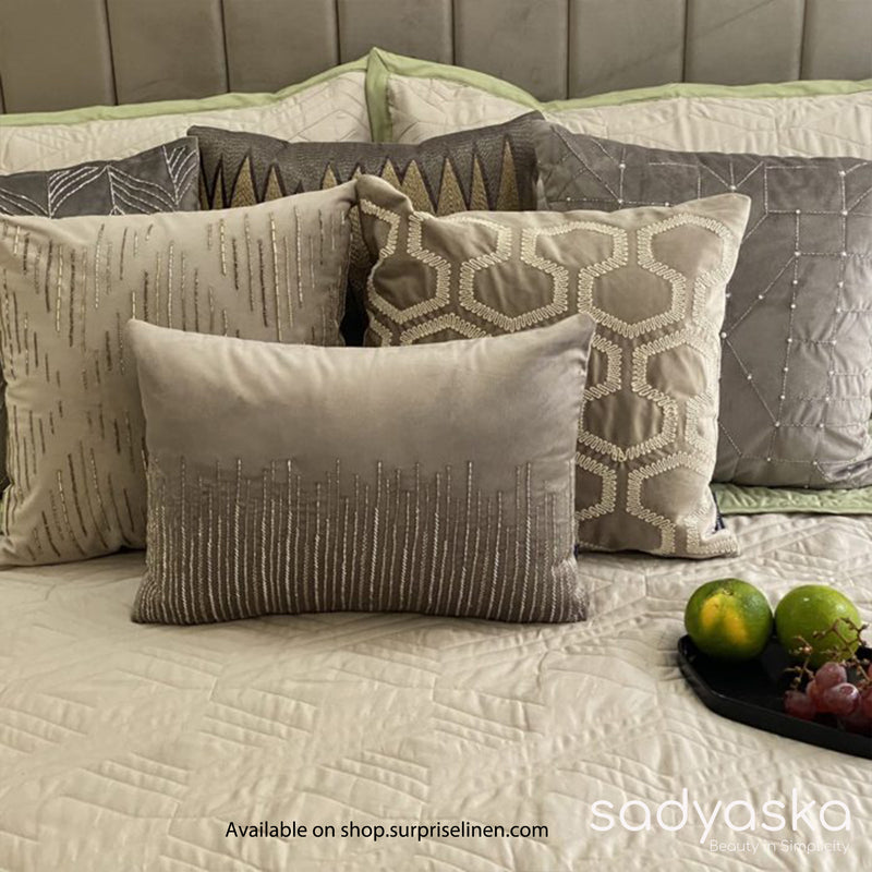 Sadyaska - Prime Collection Rhombic Bed Cover Set (Beige & Lime Green)