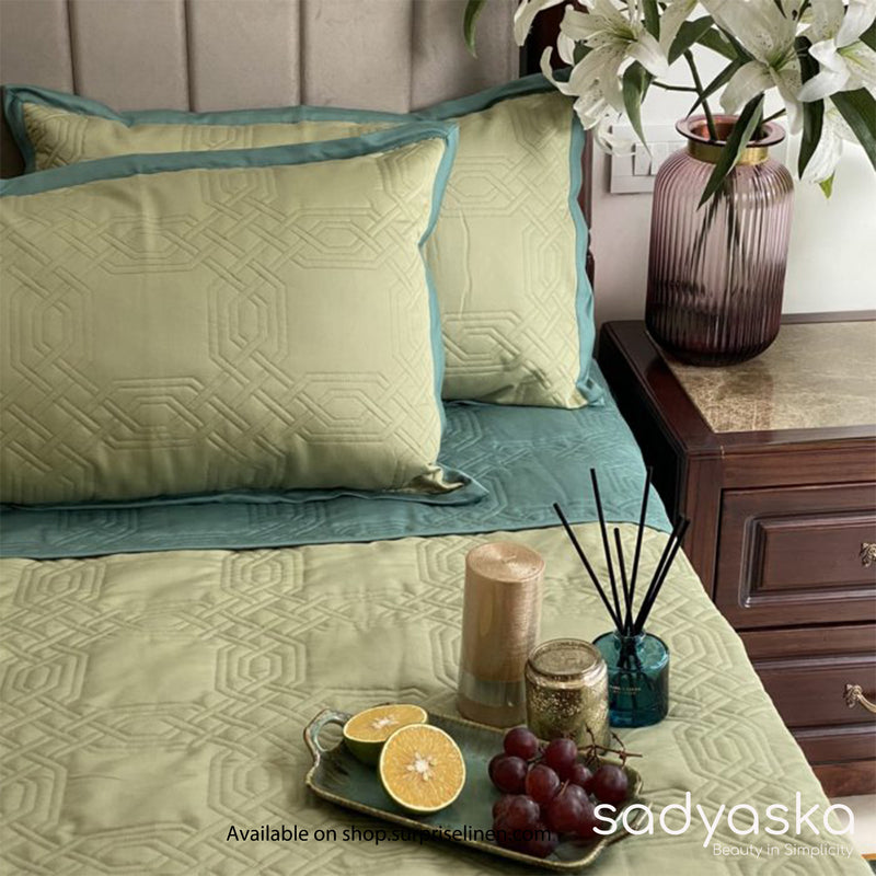Sadyaska - Prime Collection Ornate Bed Cover Set (Turquoise & Lime Green)
