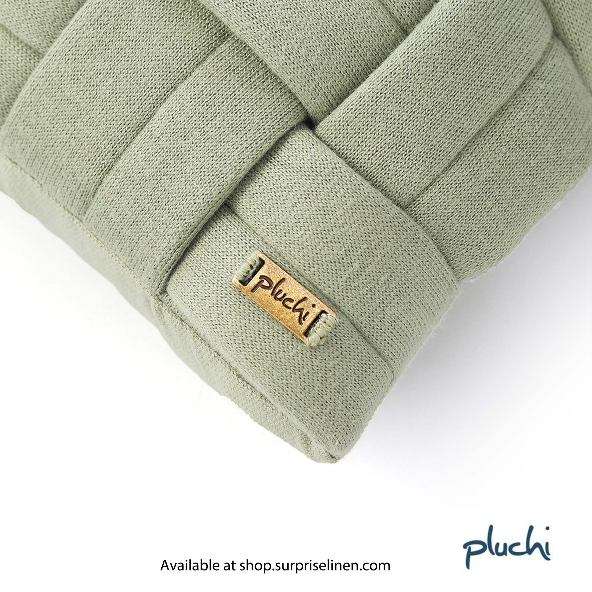 Pluchi - Basket Knit 100% Premium Cotton Knitted Decorative Cushion Cover (Pistachio Green)