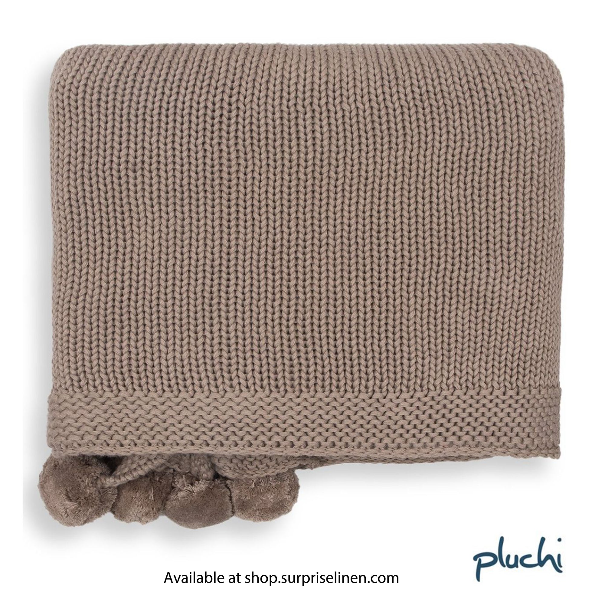 Pluchi - Jersey Chunky Knit Knitted Throw /Blanket  for Round the Year Use (Stone)