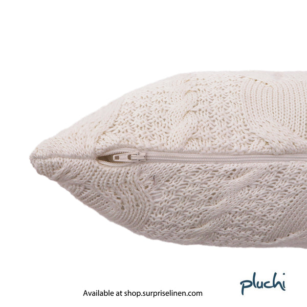 Pluchi - Classical Cotton Knitted Cushion Cover (Ivory)