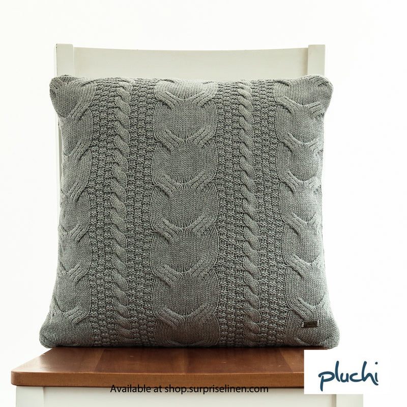 Pluchi - Classical Cotton Knitted Cushion Cover (Grey)