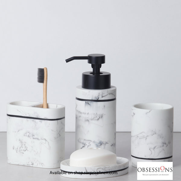 Obsessions - Alvina Collection Luxury Bathroom Accessory Set (Marble Ivory)