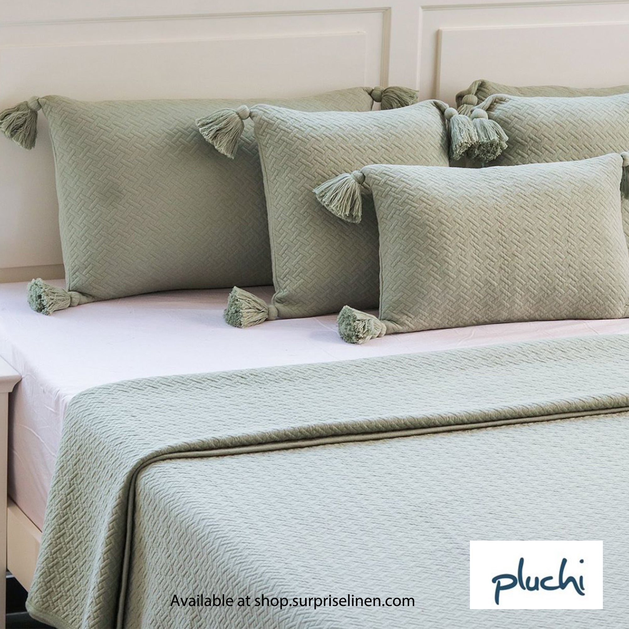 Pluchi - Taylor Cotton Knitted 6 Pcs Bedcover Set (Pistachio Green)