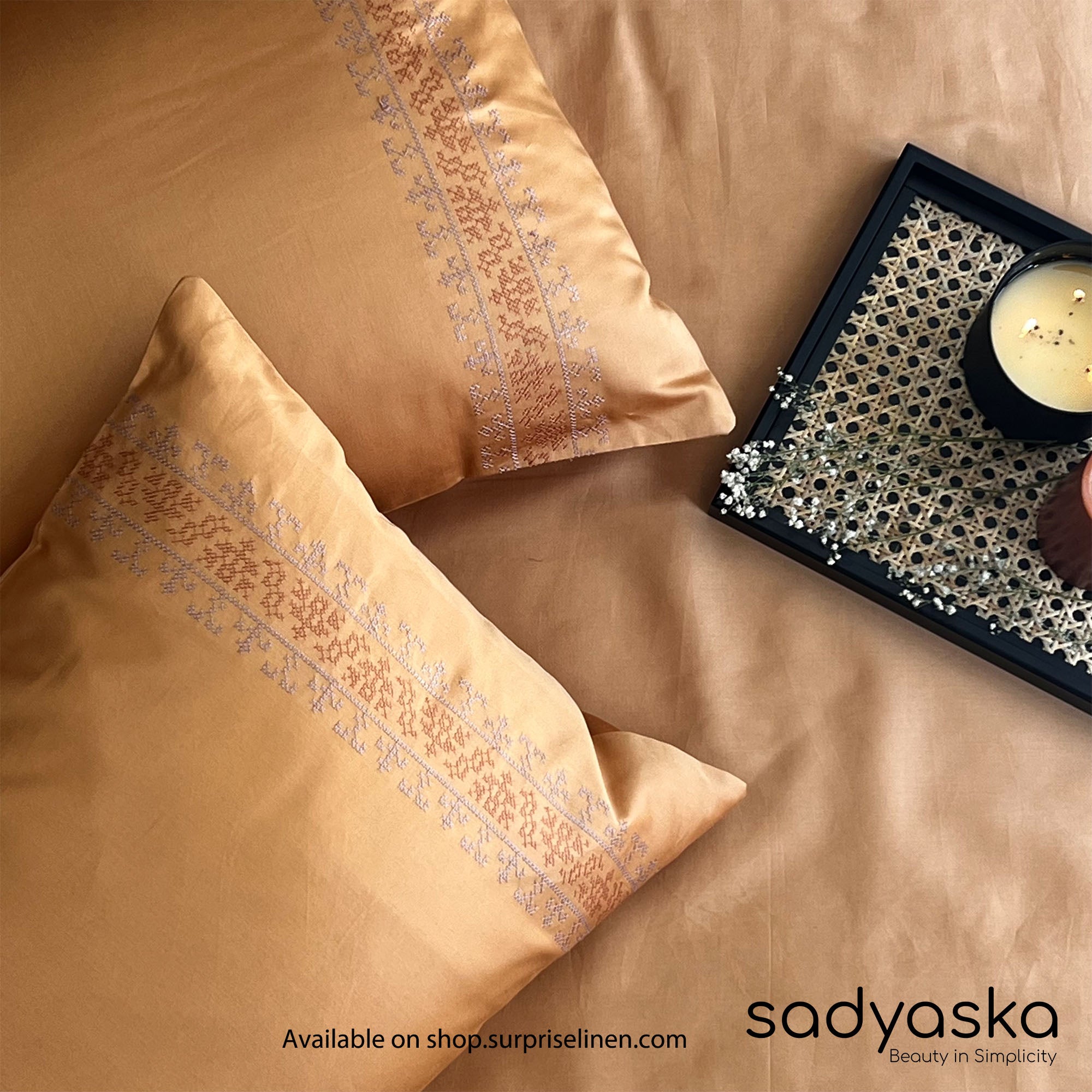 Sadyaska - Dream Collection Delight Bedsheet Set (Honey Mustard)