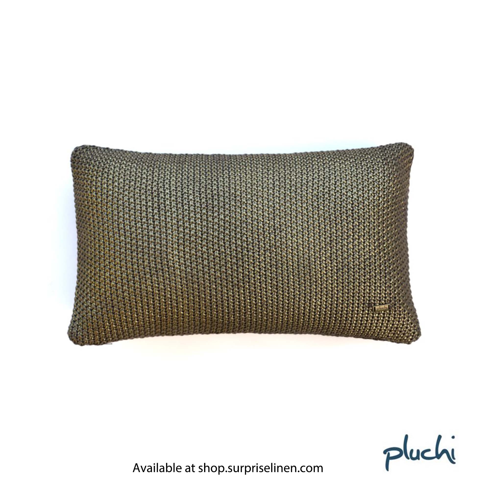 Pluchi - Moss Knit Foil Print  Cushion Cover (Pewter)