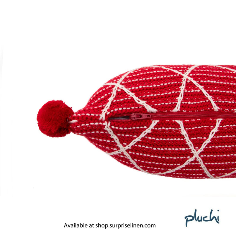 Pluchi - Arabella Cotton Knitted Cushion Cover (Red)