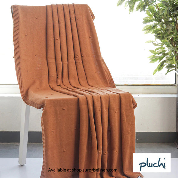 Pluchi - Bubble Pure Cotton Knitted All Season Ac Throw Blanket (Cashew Rust)