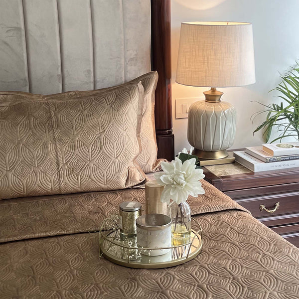 Sadyaska - Velvet Collection Dolce Bed Cover Set (Camel)