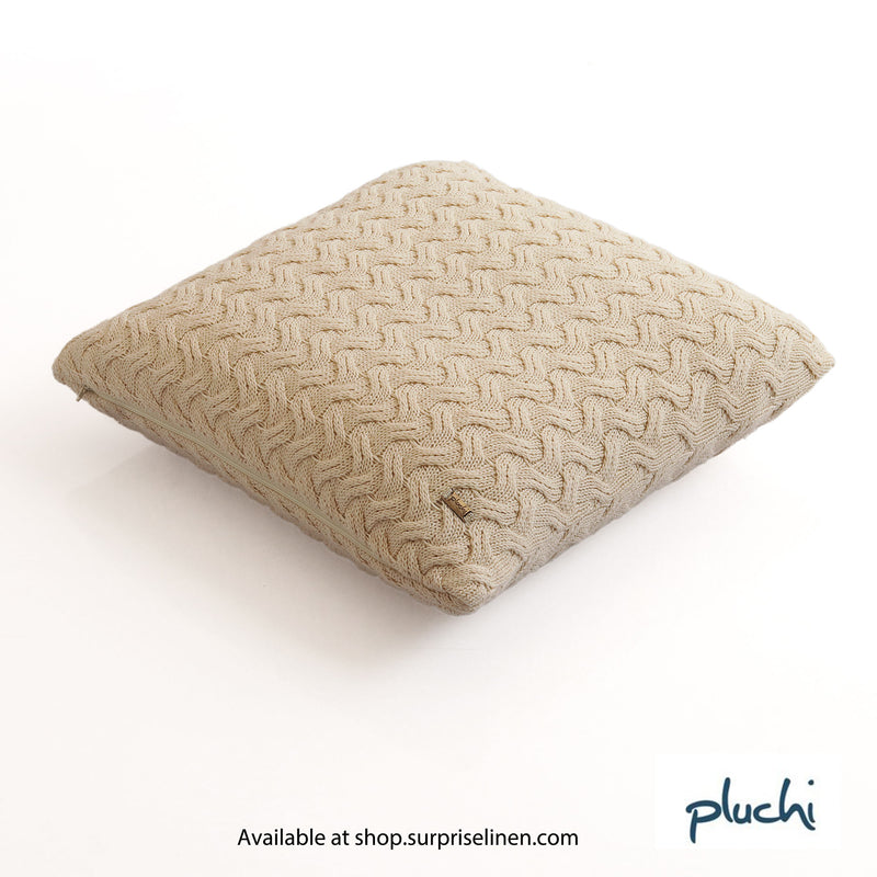 Pluchi - Criss Cross Cotton Knitted Cushion Cover (Natural)
