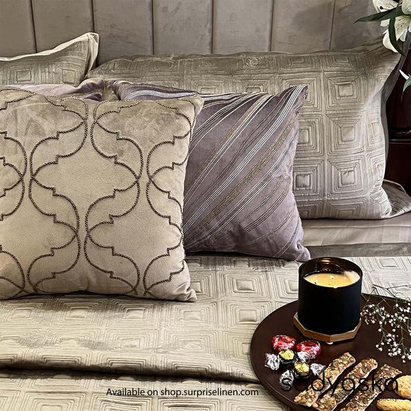 Sadyaska - Velvet Collection Squared Bed Cover Set (Rose Gold)