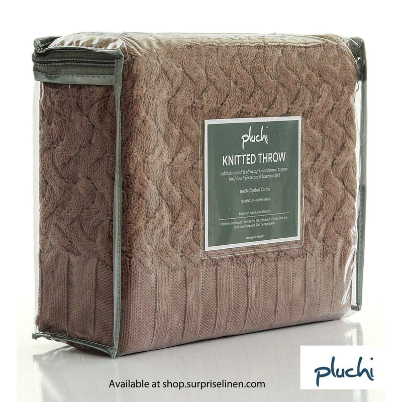 Pluchi - Criss Cross Cotton Knitted Throw /Blanket  For Round The Year Use (Pewter)