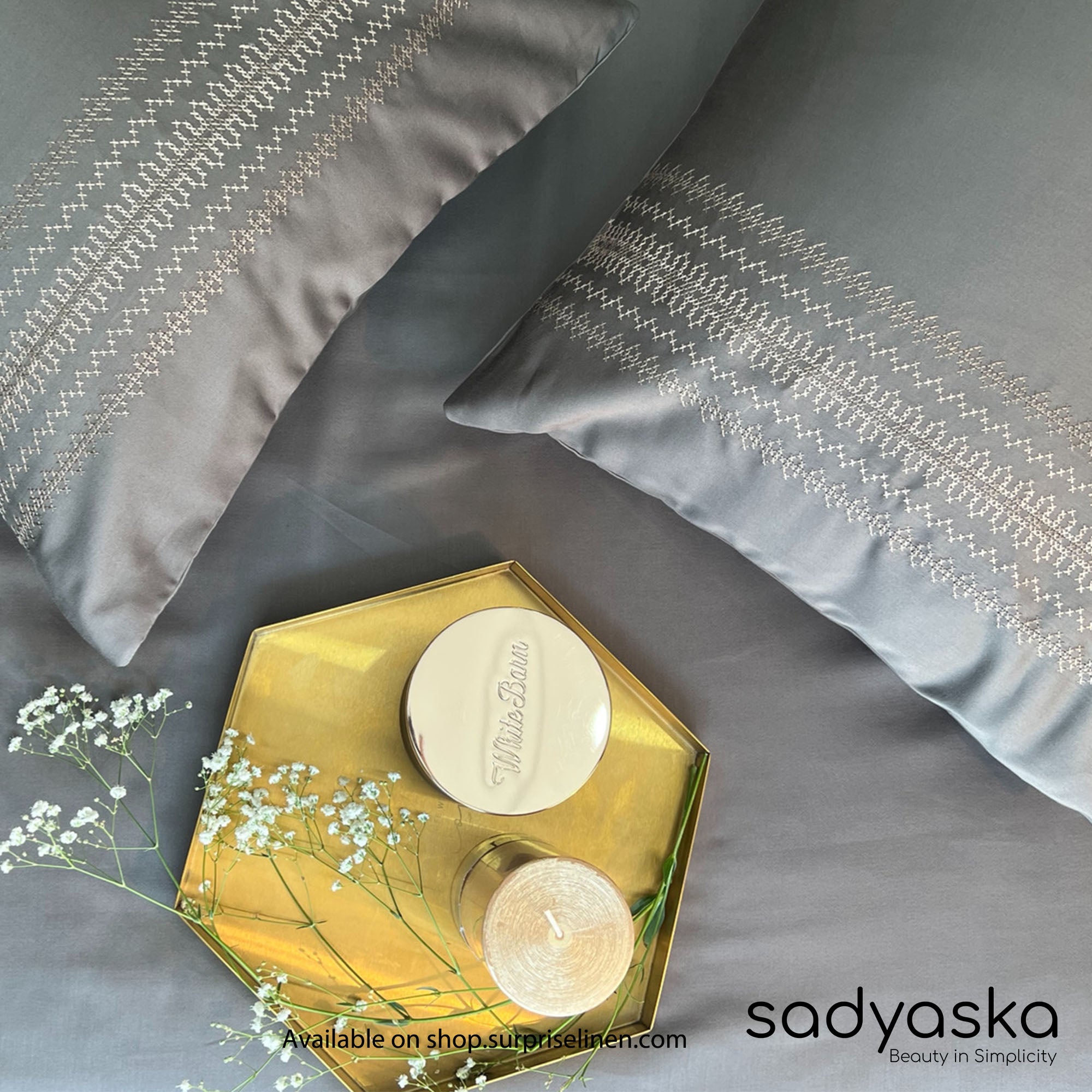 Sadyaska - Dream Collection Pristine Bedsheet Set (Elephant Grey)