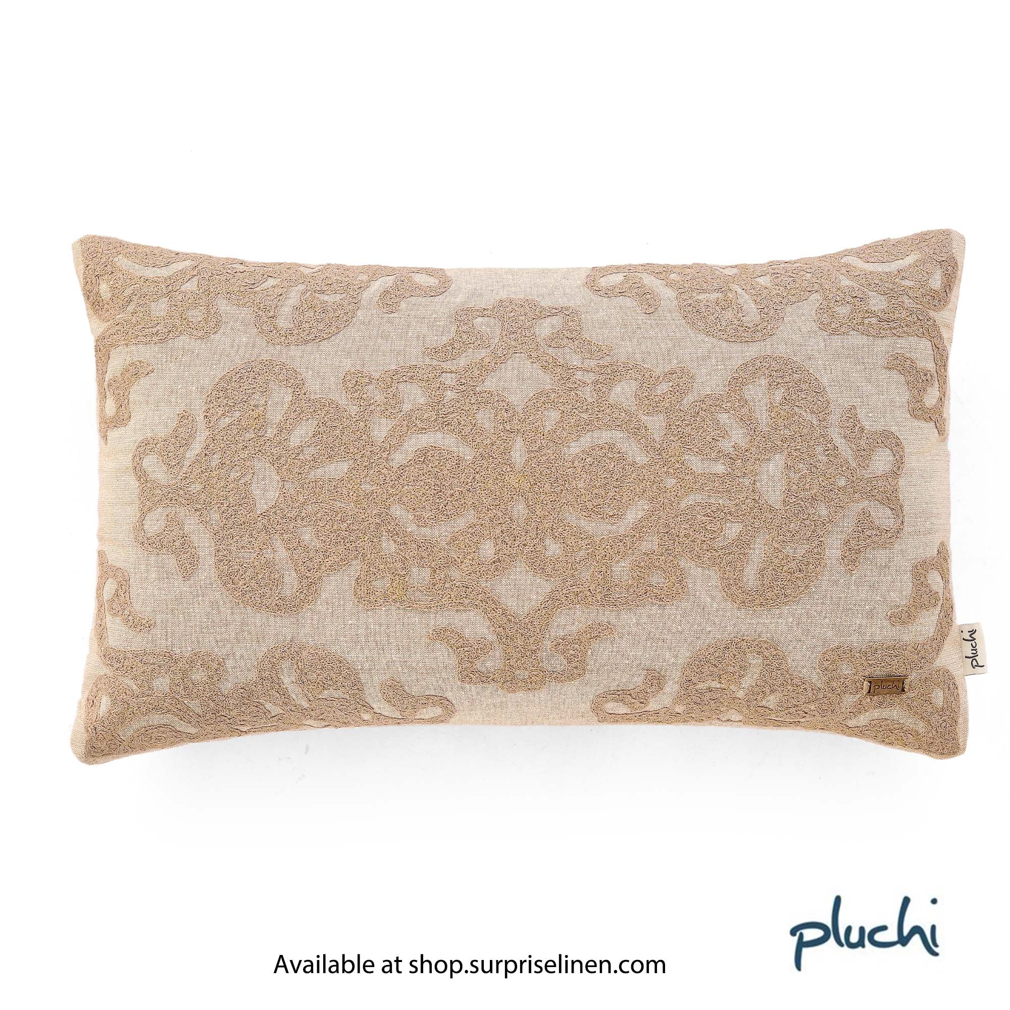 Pluchi - Damask Cushion Cover (Beige)