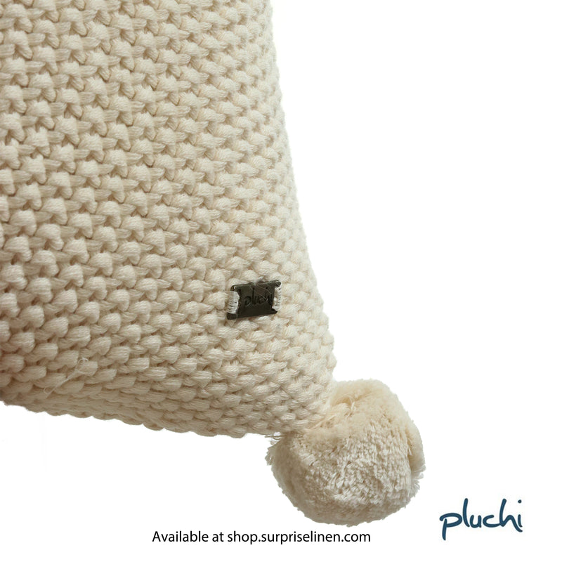 Pluchi - Moss Stitch Cotton Knitted Cushion Cover (Ivory)