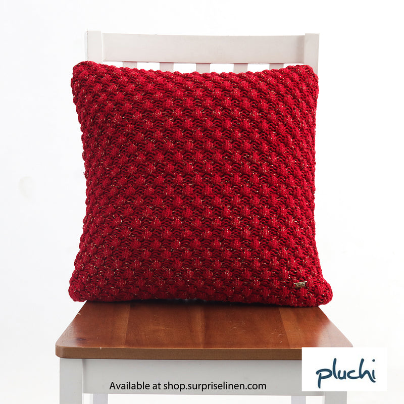 Pluchi - Popcorn Cotton Knitted Cushion Cover (Red)