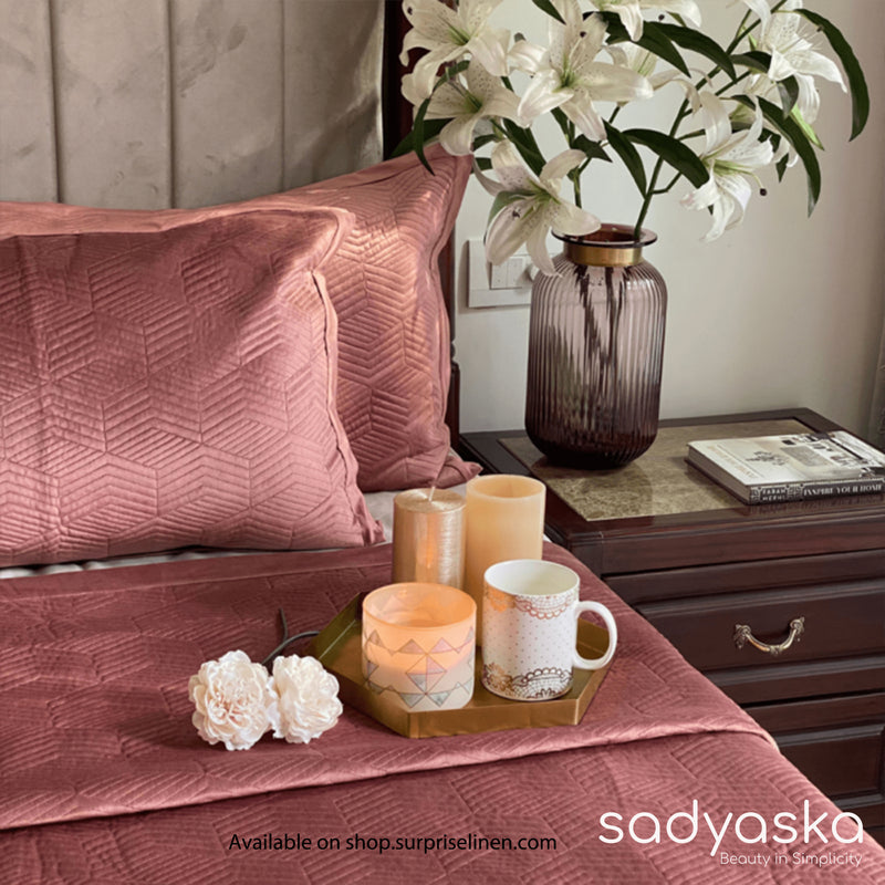 Sadyaska - Velvet Collection Marvel Bed Cover Set (Blush)
