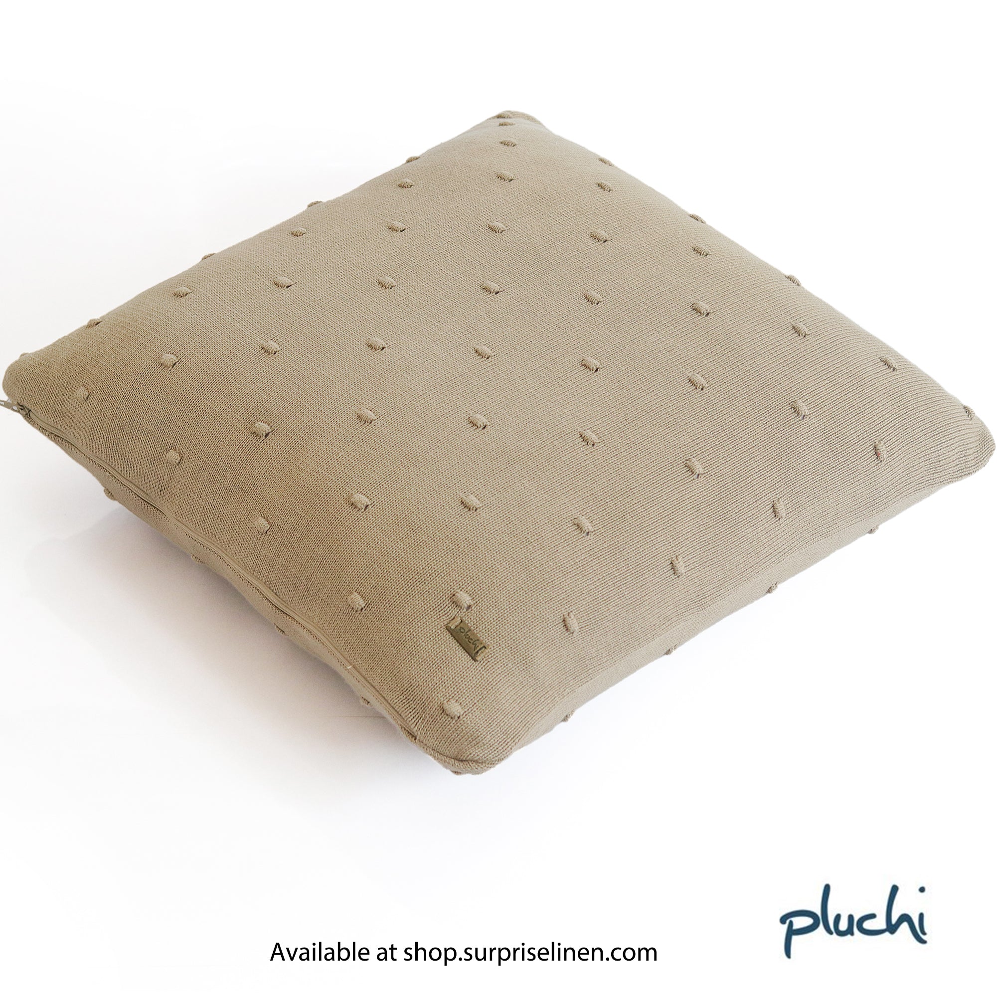 Pluchi - Bubble Pure Cotton Knitted Decorative Cushion Cover (Sandy Brown)