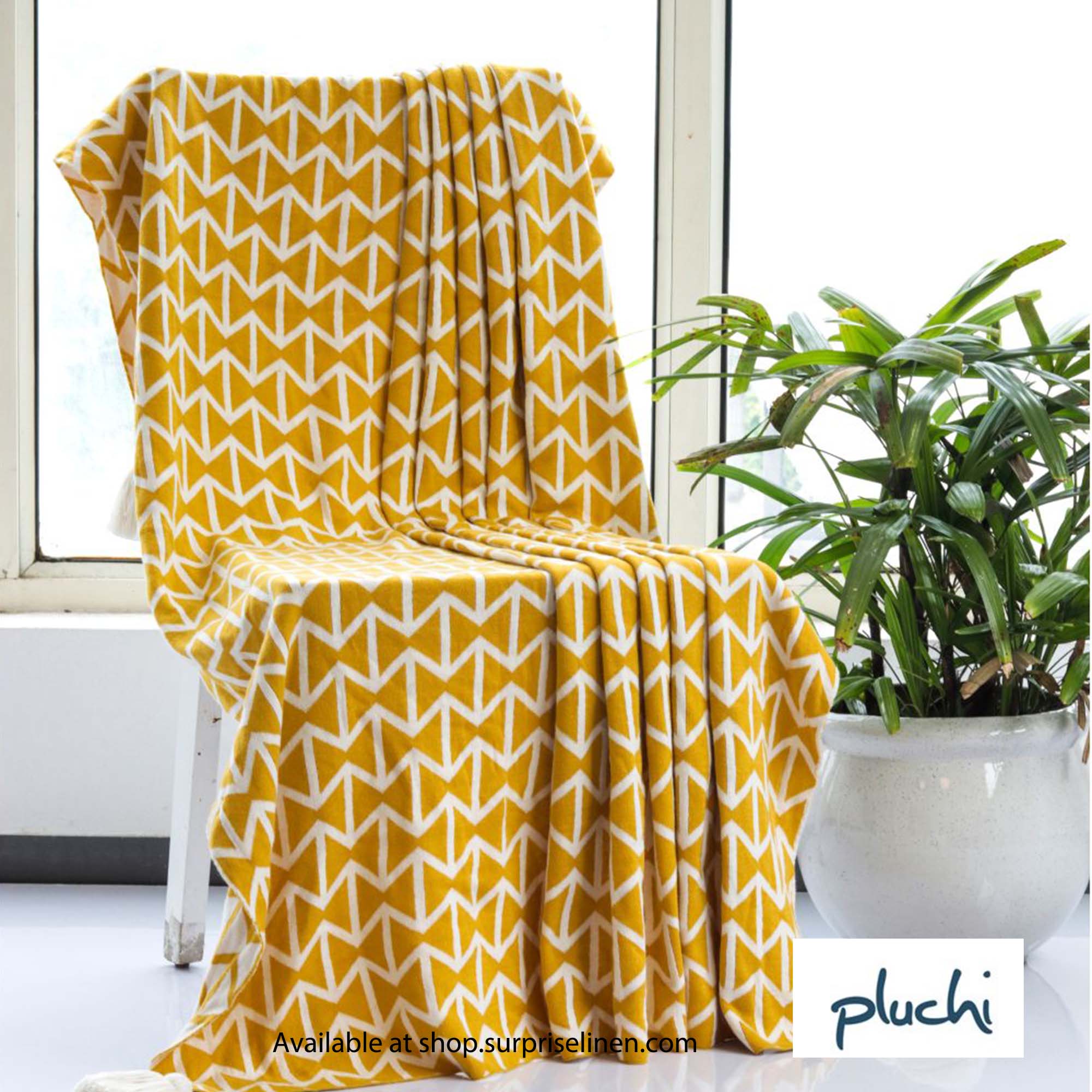 Pluchi - Popcorn 100% Cotton Knitted All Season AC Throw Blanket (Light Camel)