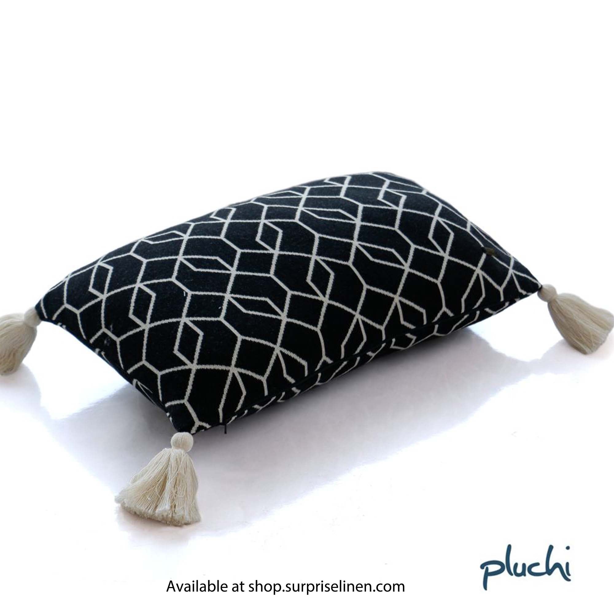 Pluchi - Trellis Cushion Cover (Black & Natural)