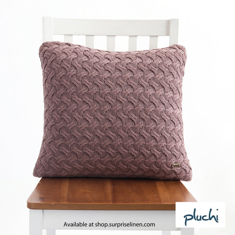 Pluchi - Criss Cross Cotton Knitted Cushion Cover (Pewter)