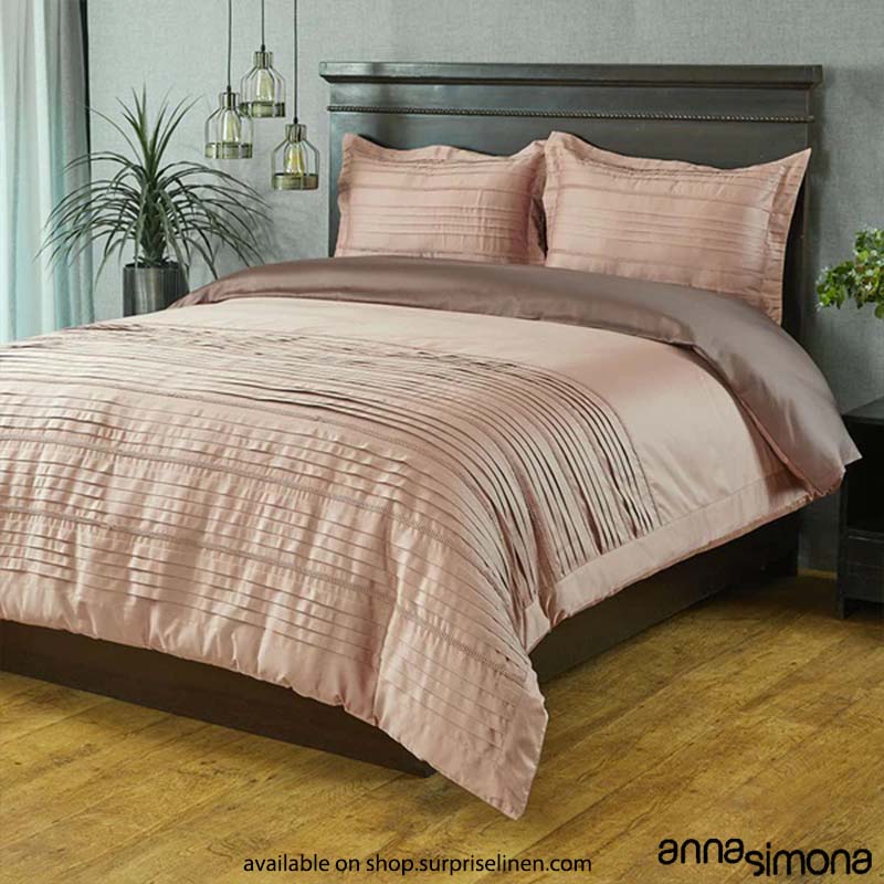 Anna Simona - Virtue 4 Pcs Fine Cotton Satin Duvet Ensemble (Nude Pink)