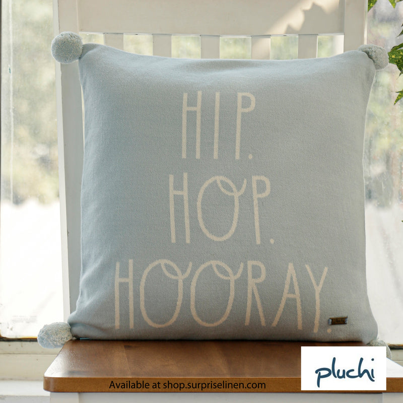 Pluchi - Hip Hop Hooray Cotton Knitted Cushion Cover (Sky Blue)