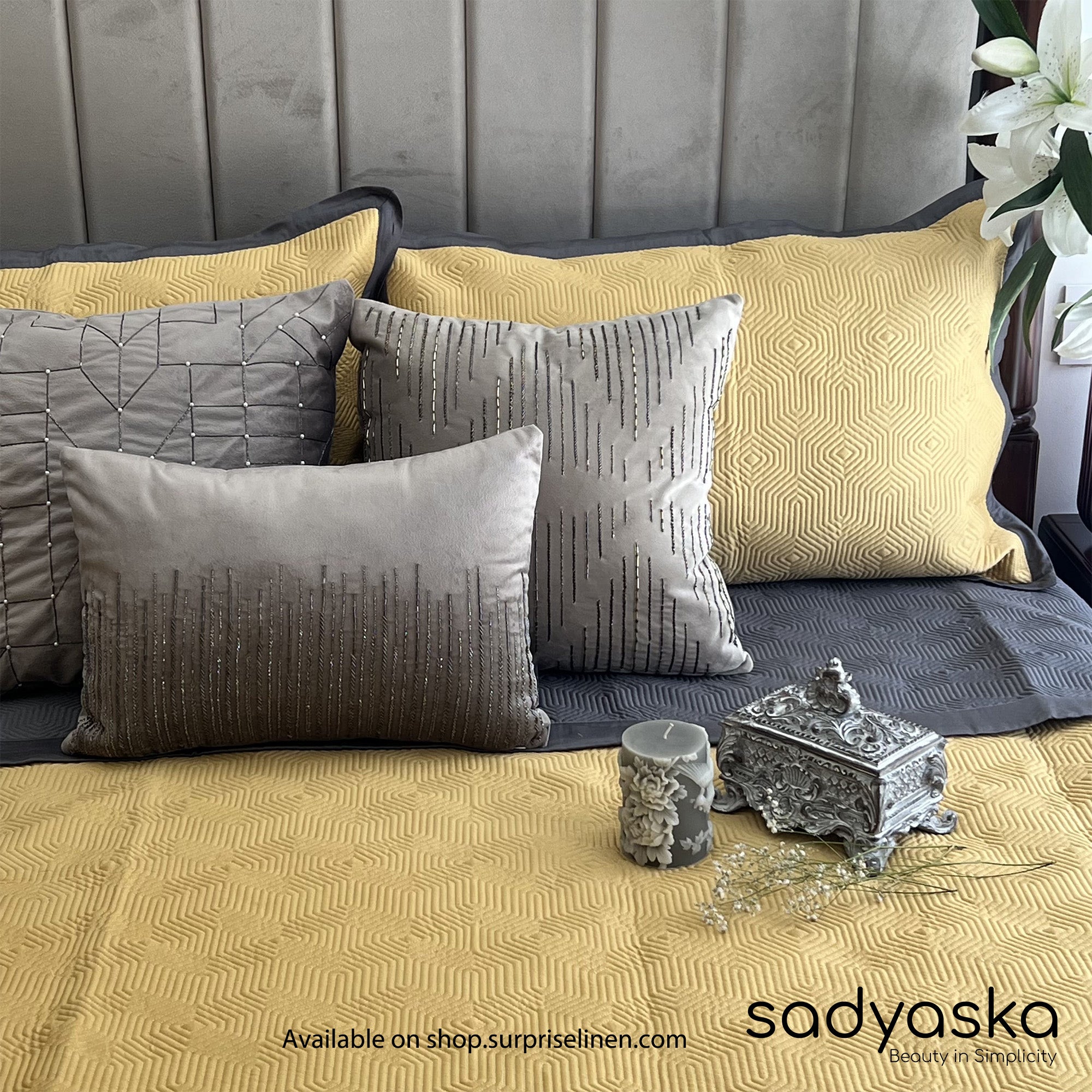 Sadyaska - Connoisseurs Collection Diaco Bedcover Set (Buttercup Yellow)