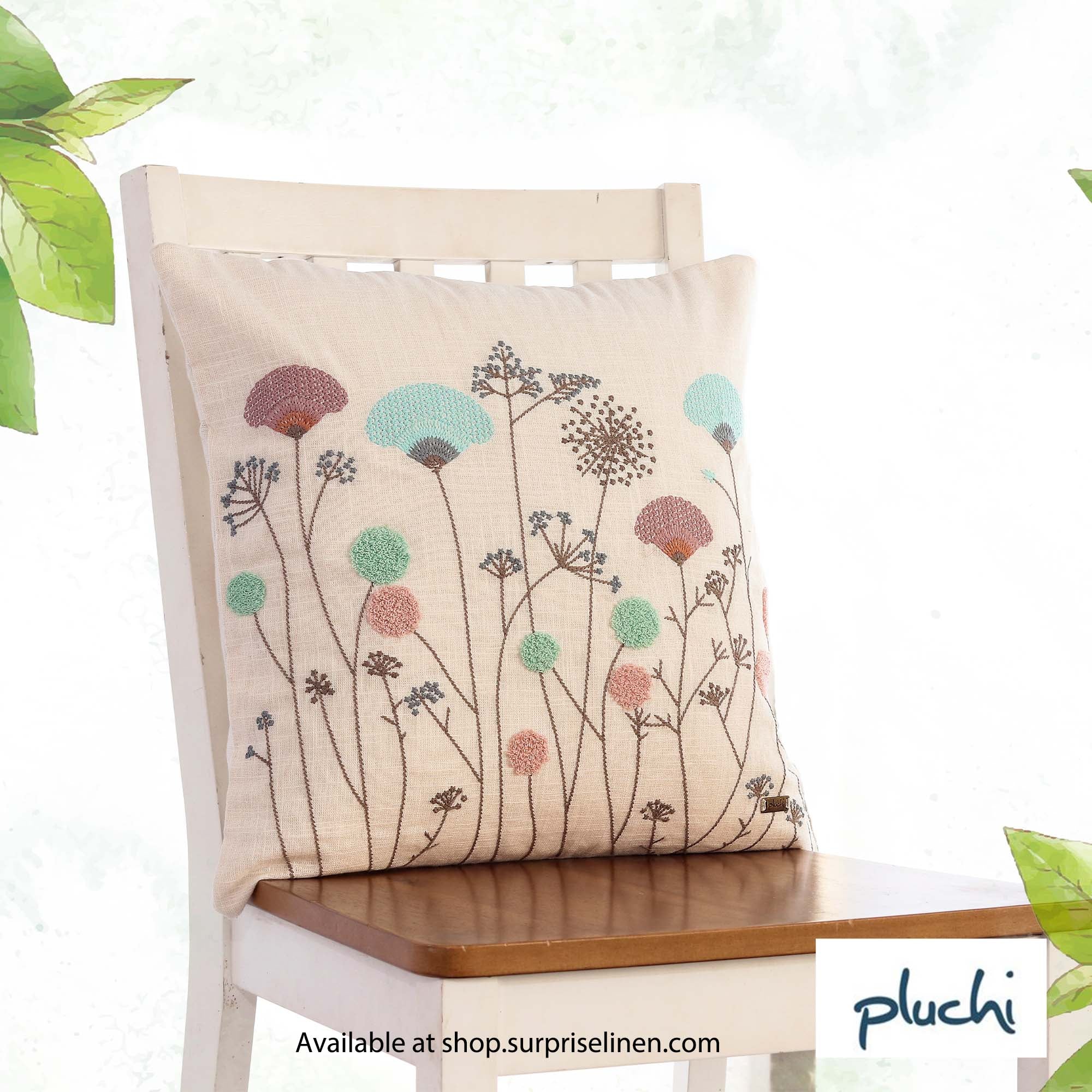 Pluchi - Botanical Cushion Cover (Beige)