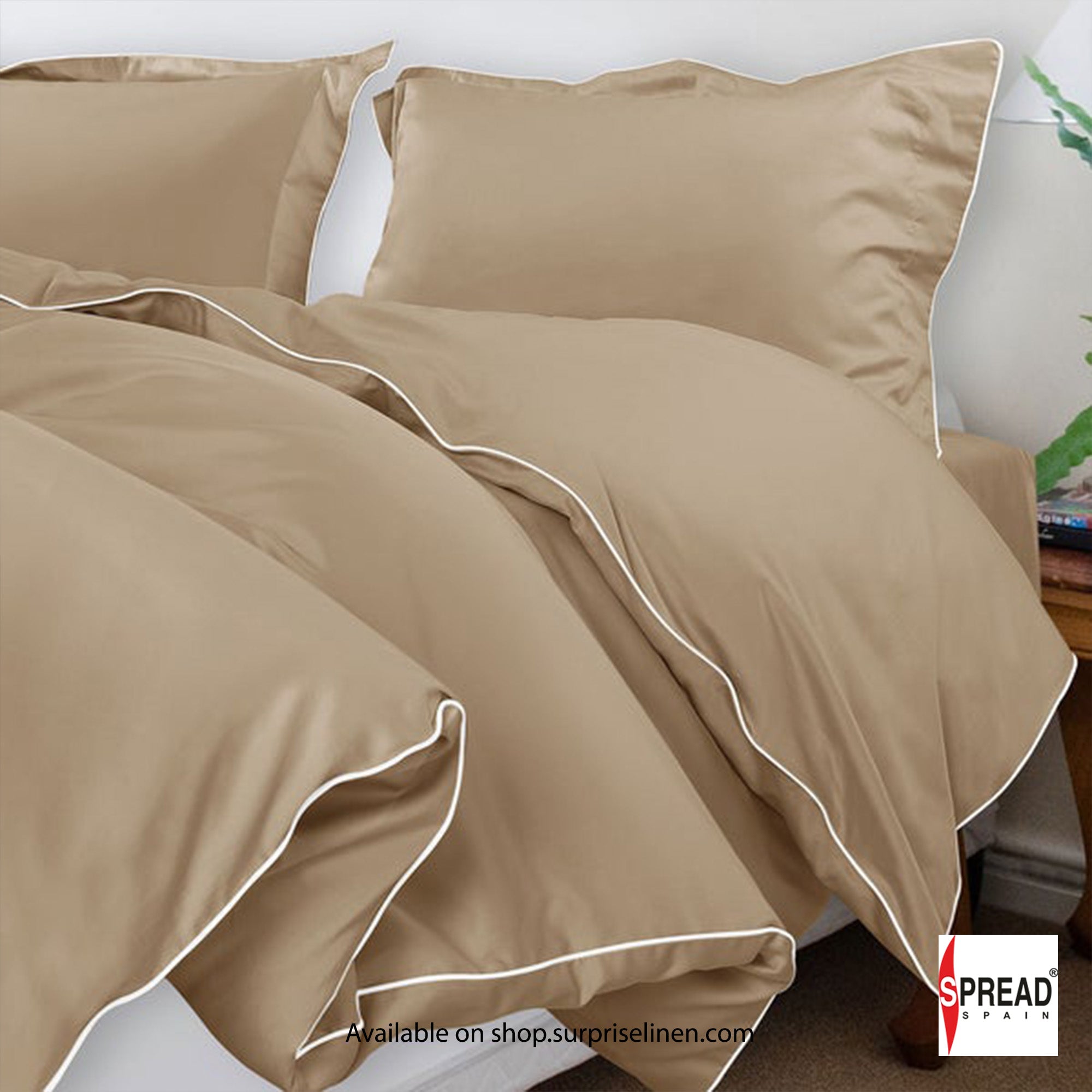 Spread Spain - The Italian Collection 500 Thread Count Cotton Bedsheet Set (Beige)