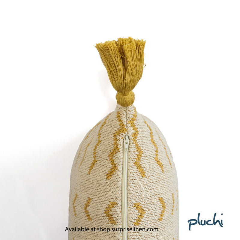 Pluchi - Amara Cotton Knitted Decorative Cushion Cover (Yellow)
